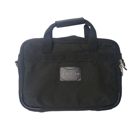 Jaguar Laptop Bag Briefcase Black Nylon Organizer Padded Compartment Zip Handles - Picture 2 of 11